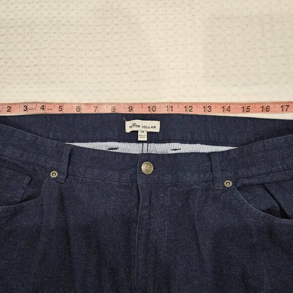 Peter Millar Five-Pocket Pants Size 36x32 – Navy Blue | Premium Flannel - Picture 1 of 7
